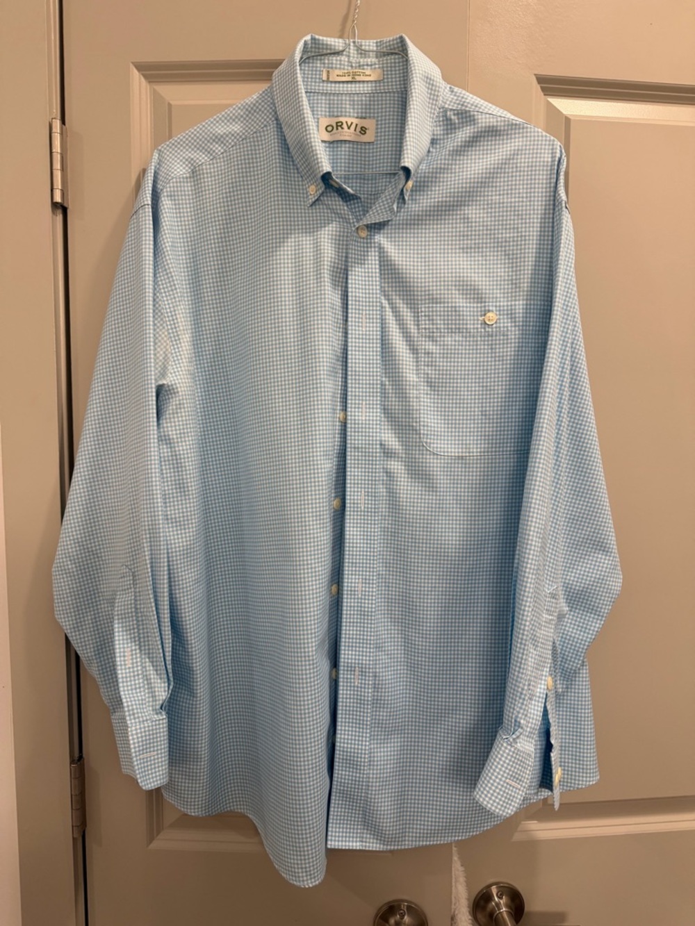 Orvis Light Blue Micro Gingham Button-Down Shirt